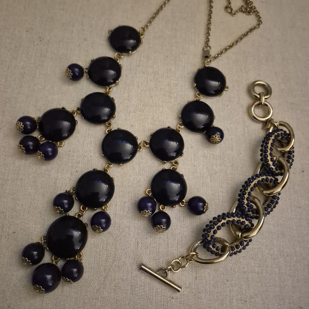 J.CREW & BANANA REPUBLIC designer marked jewelry lot of 2 NAVY BLUE